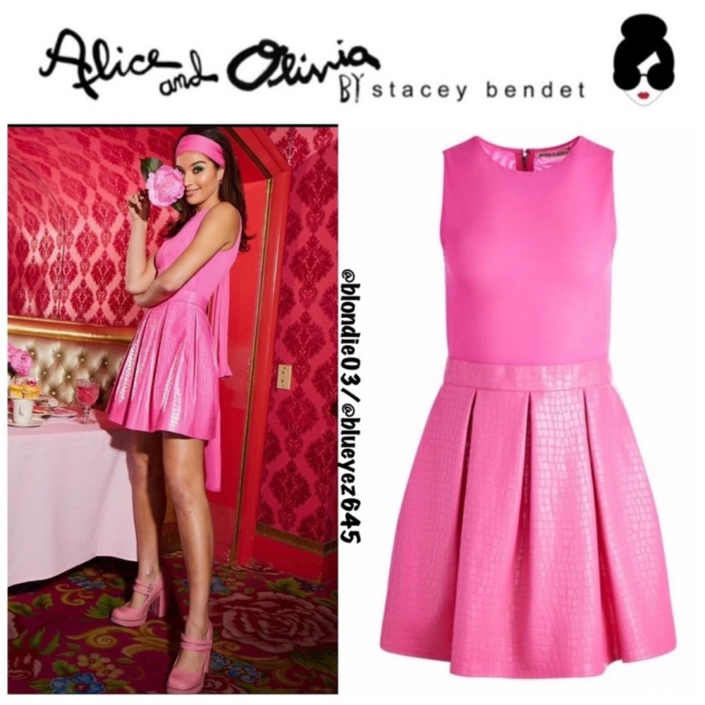 Alice + Olivia Chara Vegan Leather Croc Mini Dress 8